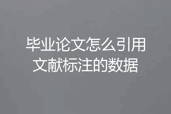 毕业论文怎么引用文献标注的数据