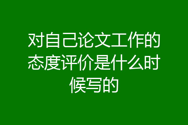 对自己论文工作的态度评价是什么时候写的