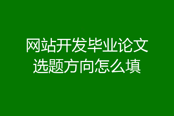 网站开发毕业论文选题方向怎么填
