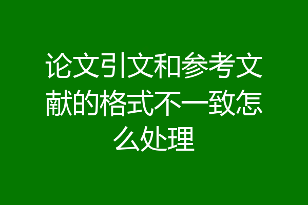 论文引文和参考文献的格式不一致怎么处理