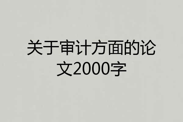 关于审计方面的论文2000字