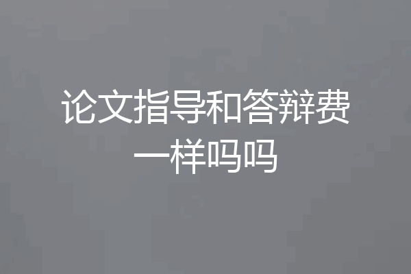 论文指导和答辩费一样吗吗