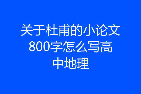 关于杜甫的小论文800字怎么写高中地理
