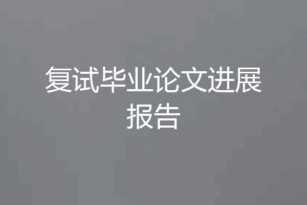 复试毕业论文进展报告