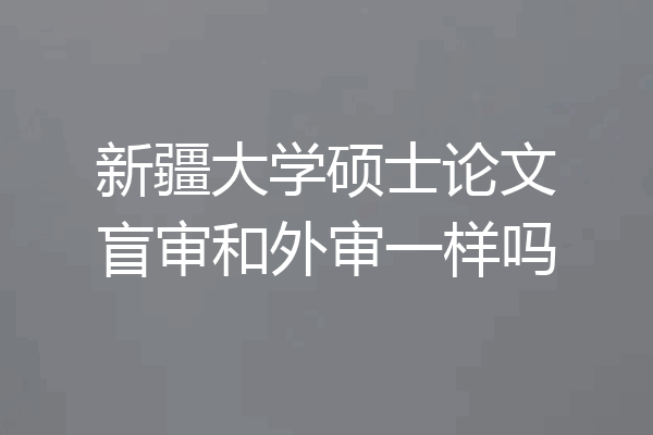 新疆大学硕士论文盲审和外审一样吗