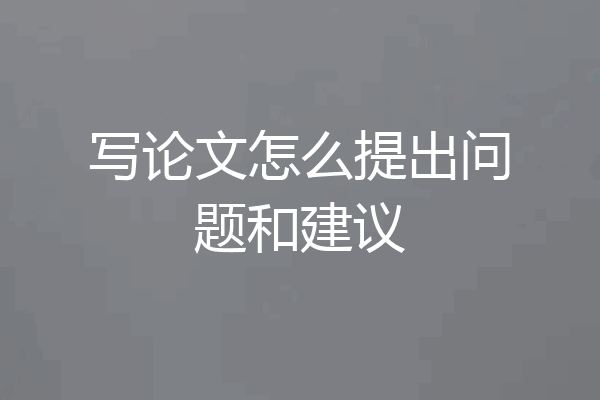 写论文怎么提出问题和建议