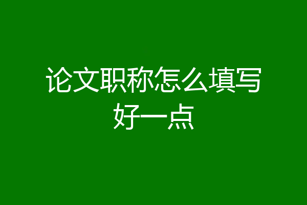 论文职称怎么填写好一点