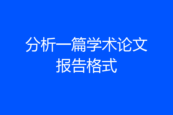 分析一篇学术论文报告格式