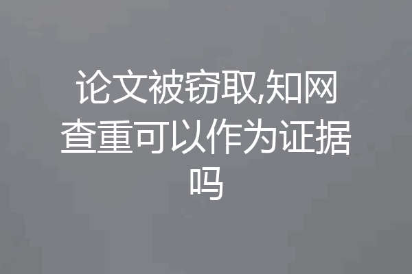 论文被窃取,知网查重可以作为证据吗