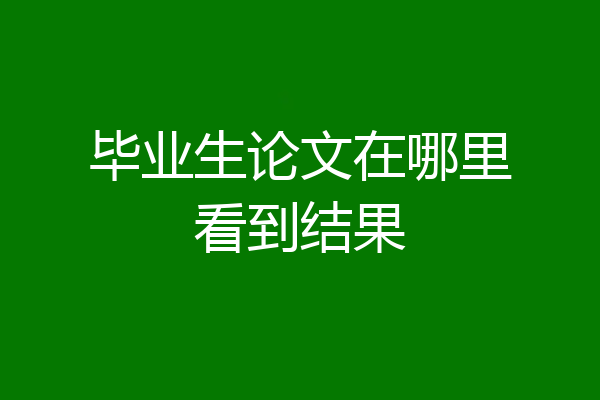 毕业生论文在哪里看到结果