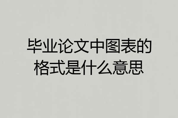 毕业论文中图表的格式是什么意思