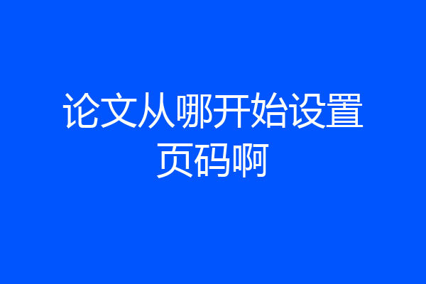 论文从哪开始设置页码啊