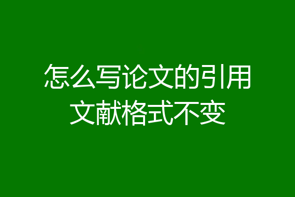 怎么写论文的引用文献格式不变