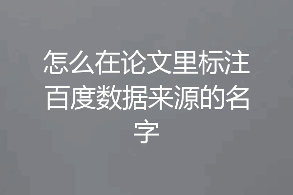 怎么在论文里标注百度数据来源的名字