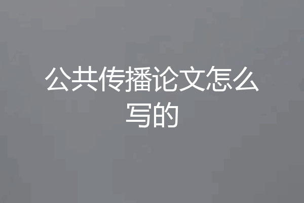 公共传播论文怎么写的