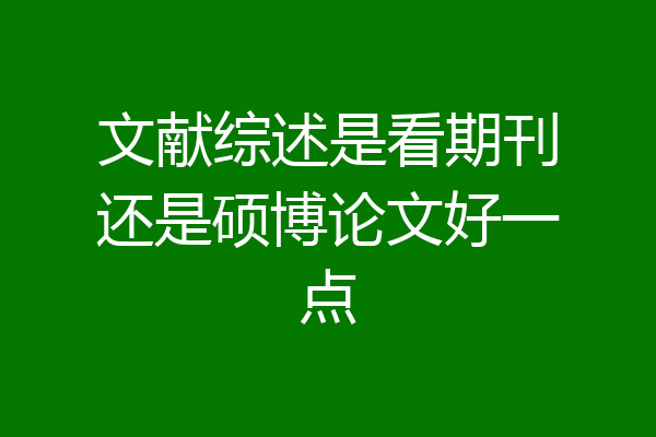 文献综述是看期刊还是硕博论文好一点