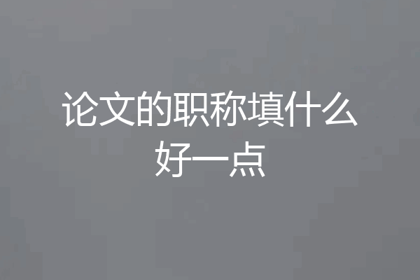 论文的职称填什么好一点