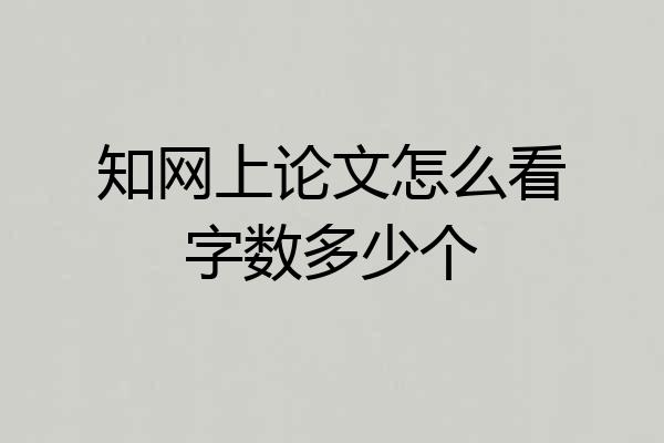 知网上论文怎么看字数多少个