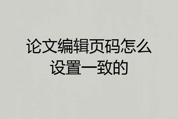 论文编辑页码怎么设置一致的