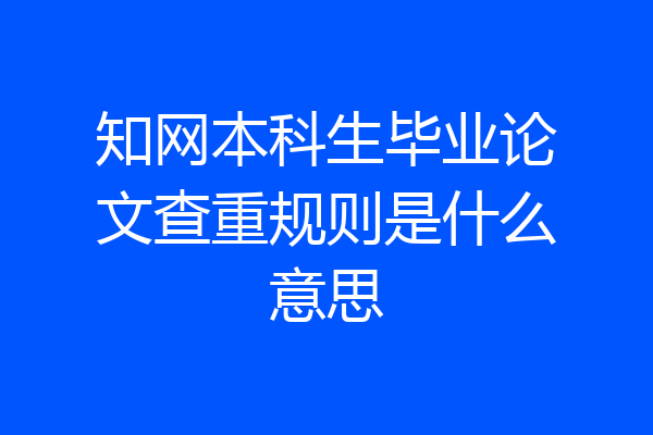 知网本科生毕业论文查重规则是什么意思