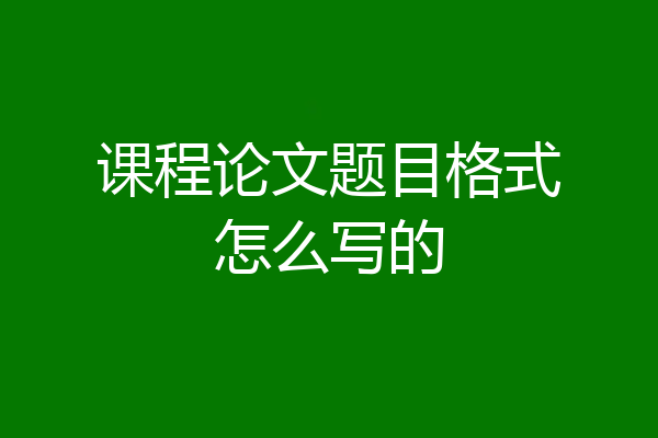 课程论文题目格式怎么写的