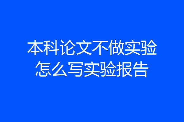 本科论文不做实验怎么写实验报告