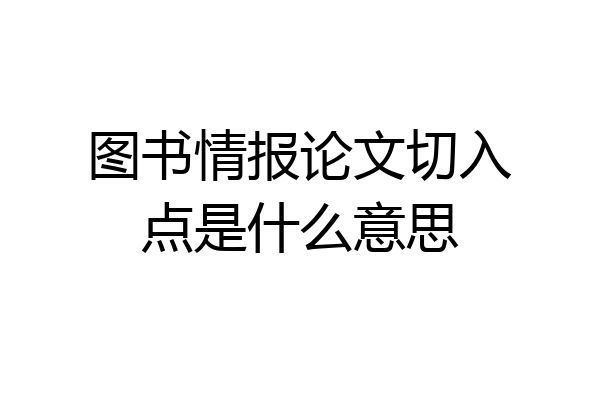 图书情报论文切入点是什么意思