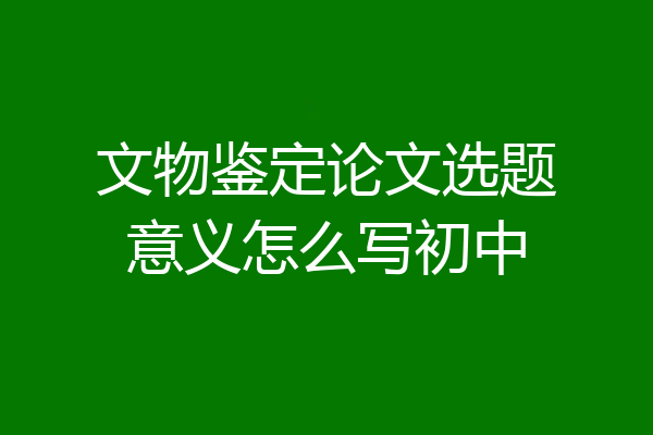 文物鉴定论文选题意义怎么写初中
