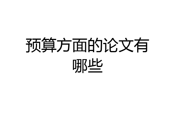 预算方面的论文有哪些