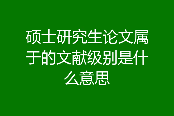 硕士研究生论文属于的文献级别是什么意思