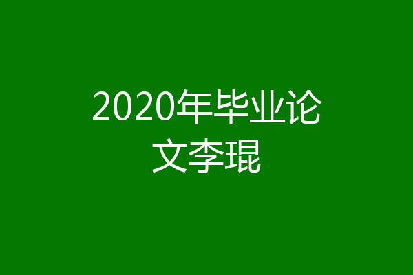 2020年毕业论文李琨