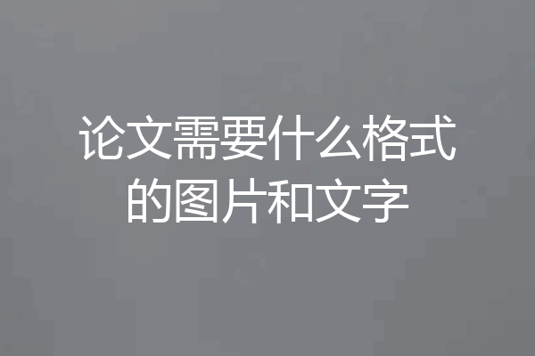 论文需要什么格式的图片和文字