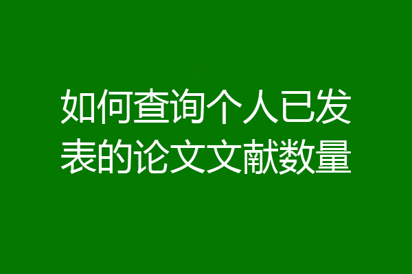 如何查询个人已发表的论文文献数量