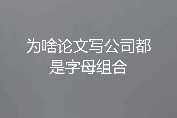 为啥论文写公司都是字母组合