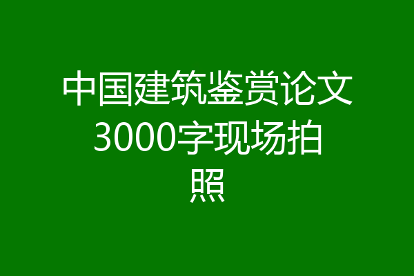 中国建筑鉴赏论文3000字现场拍照
