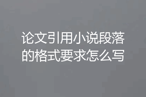 论文引用小说段落的格式要求怎么写