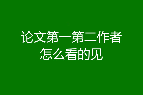 论文第一第二作者怎么看的见