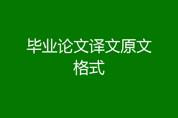 毕业论文译文原文格式