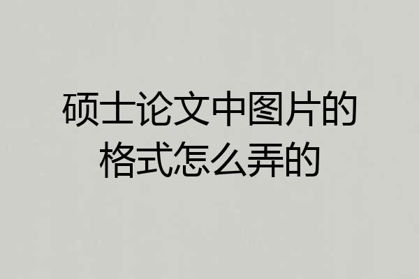 硕士论文中图片的格式怎么弄的