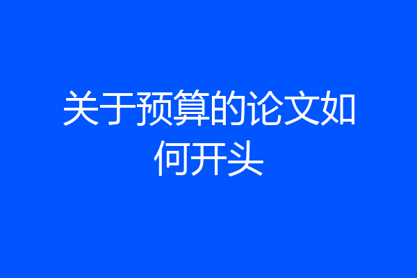 关于预算的论文如何开头
