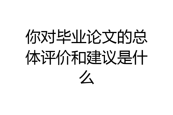你对毕业论文的总体评价和建议是什么