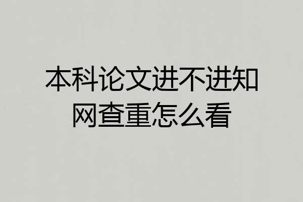 本科论文进不进知网查重怎么看