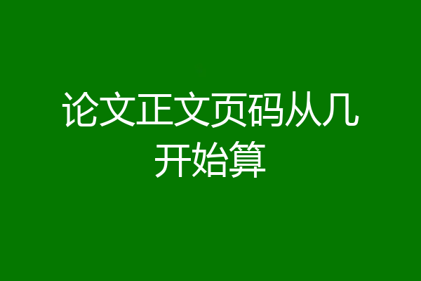 论文正文页码从几开始算