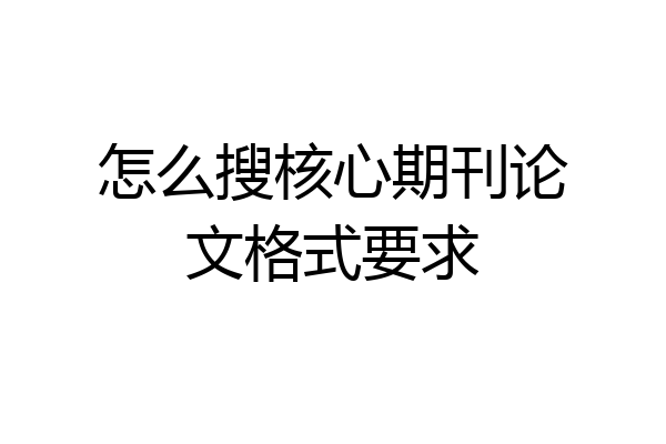 怎么搜核心期刊论文格式要求