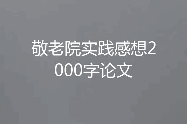 敬老院实践感想2000字论文