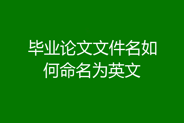 毕业论文文件名如何命名为英文
