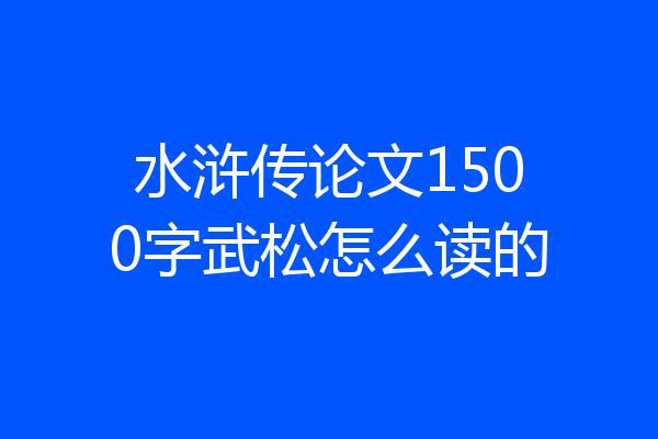 水浒传论文1500字武松怎么读的