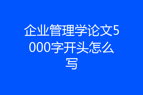 企业管理学论文5000字开头怎么写