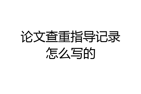 论文查重指导记录怎么写的