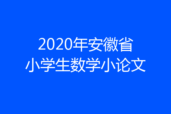 2020年安徽省小学生数学小论文